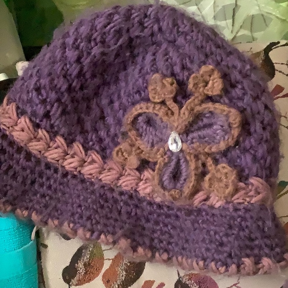Purple HandKnit Vintage Bucket Hat